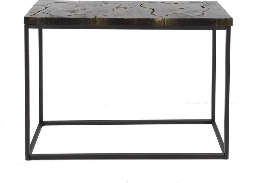 Dimehouse DH Interior Sidetable Zwart Goud Teakhout Minette 100x35x75 cm 100 x 35 x 75 cm Hout Industrieel Rechthoek