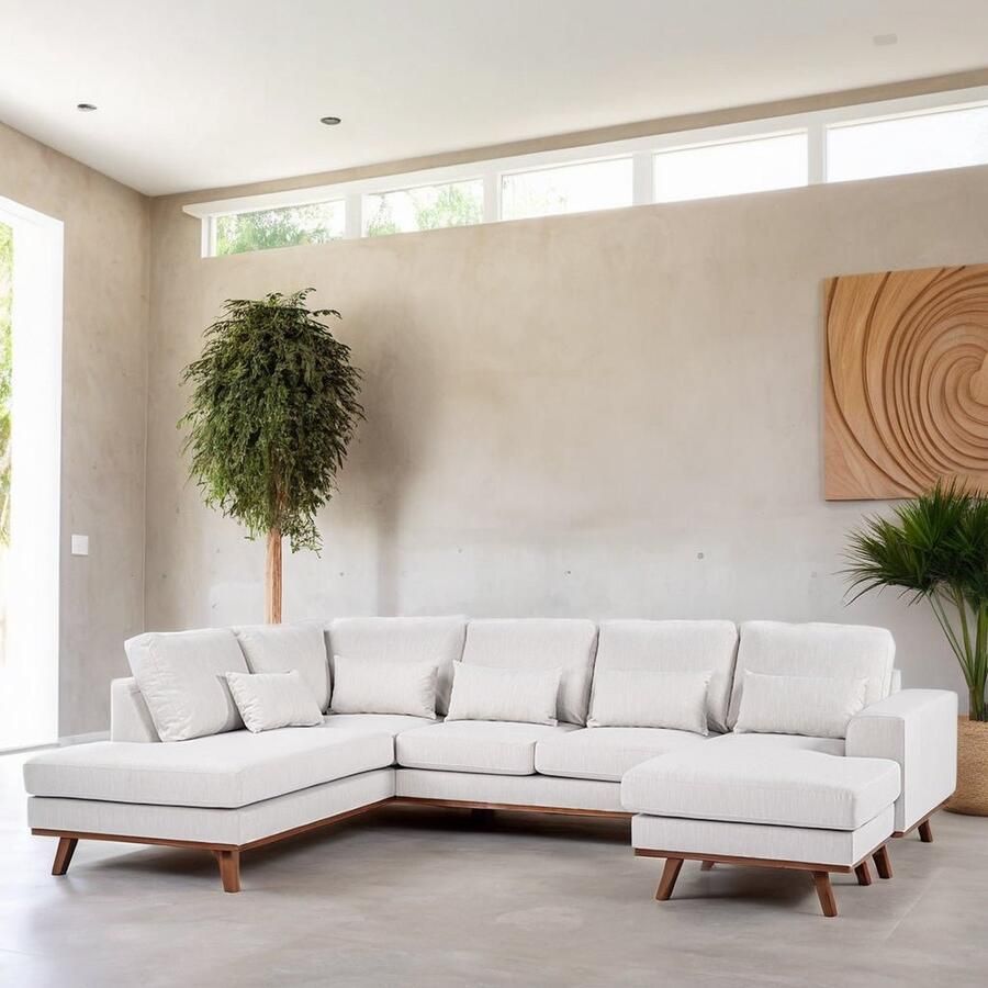 Dimehouse U-bank Alva beige Hoekbank links Stof Scandinavisch & Basic 290 x 202 x 85 cm