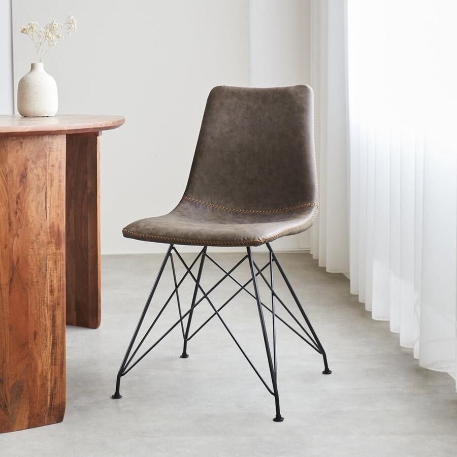 Dimehouse Viano Kuipstoel Taupe Eetkamerstoel Zonder armleuning - Foto 2