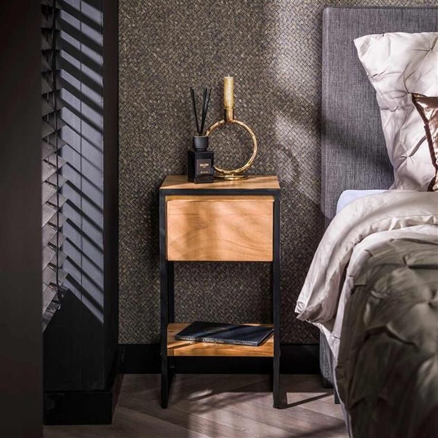 Hoyz Collection Nachtkastje 1L XS Straight Wood Massief Acacia Naturel