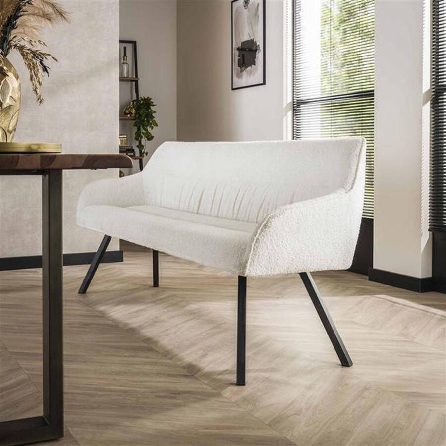 Dimehouse Eetkamerbank Carla plooi bouclé wit