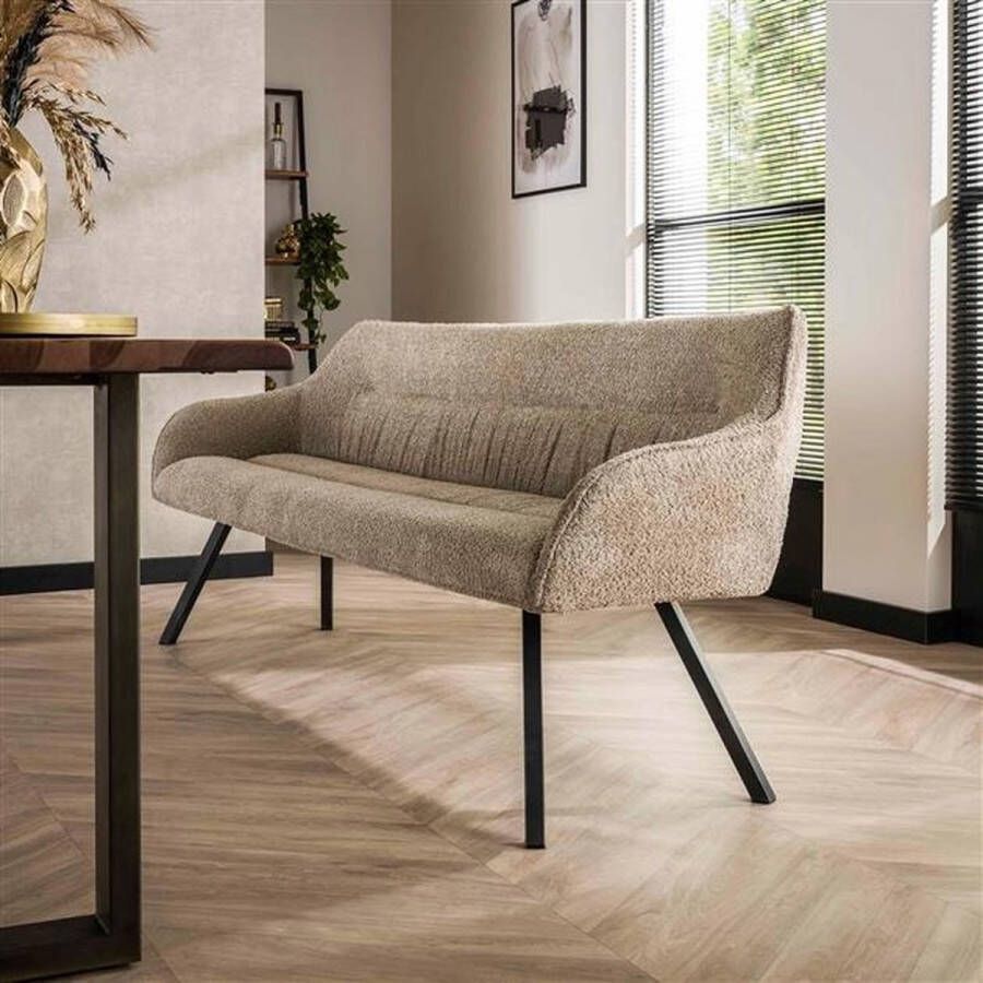 Dimehouse Eetkamerbank Carla Zandkleur 192 x 61 x 83 cm Boucle Scandinavisch & Basic 192 x 61 x 83 cm