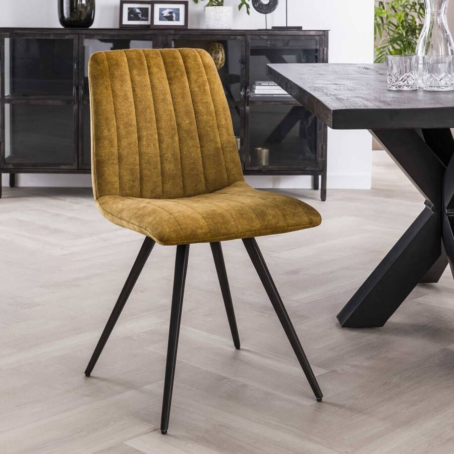 Dimehouse Eetkamerstoel Sadie velvet geel