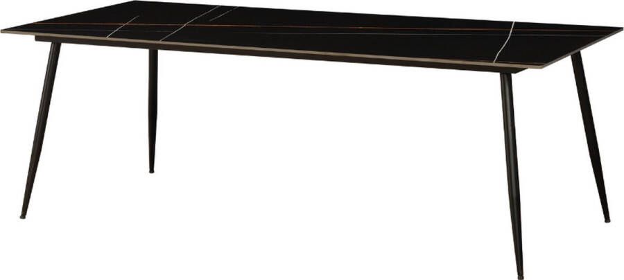 Dimehouse Eettafel Jules 210x100 cm marmerlook zwart - Foto 1