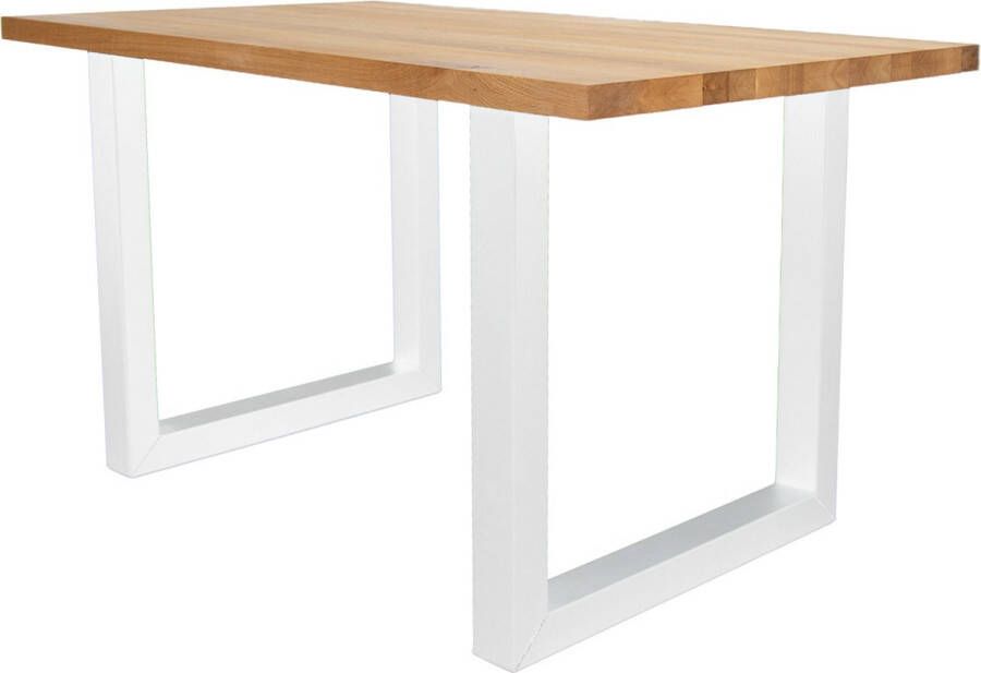 Dimehouse Eettafel Rover eikenhout U-poot wit 140 x 80 x 4 cm 140 x 80 x 4 cm Eikenhout Industrieel Rechthoek