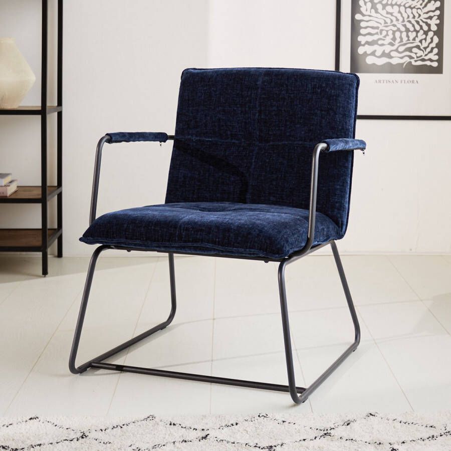Dimehouse Fauteuil Hailey donkerblauw chenille - Foto 1