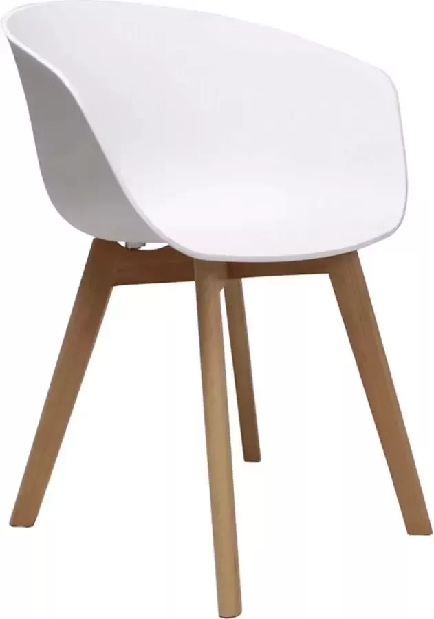 Dimehouse Scandinavische Eetkamerstoel Herning Wit – Kunststof Kuip – Beukenhouten Poten Kunststof Scandinavisch & Basic - Foto 2