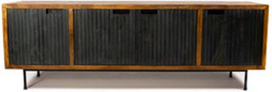 Dimehouse Industrieel TV-meubel Felix 4-deurs zwart mangohout - Foto 2