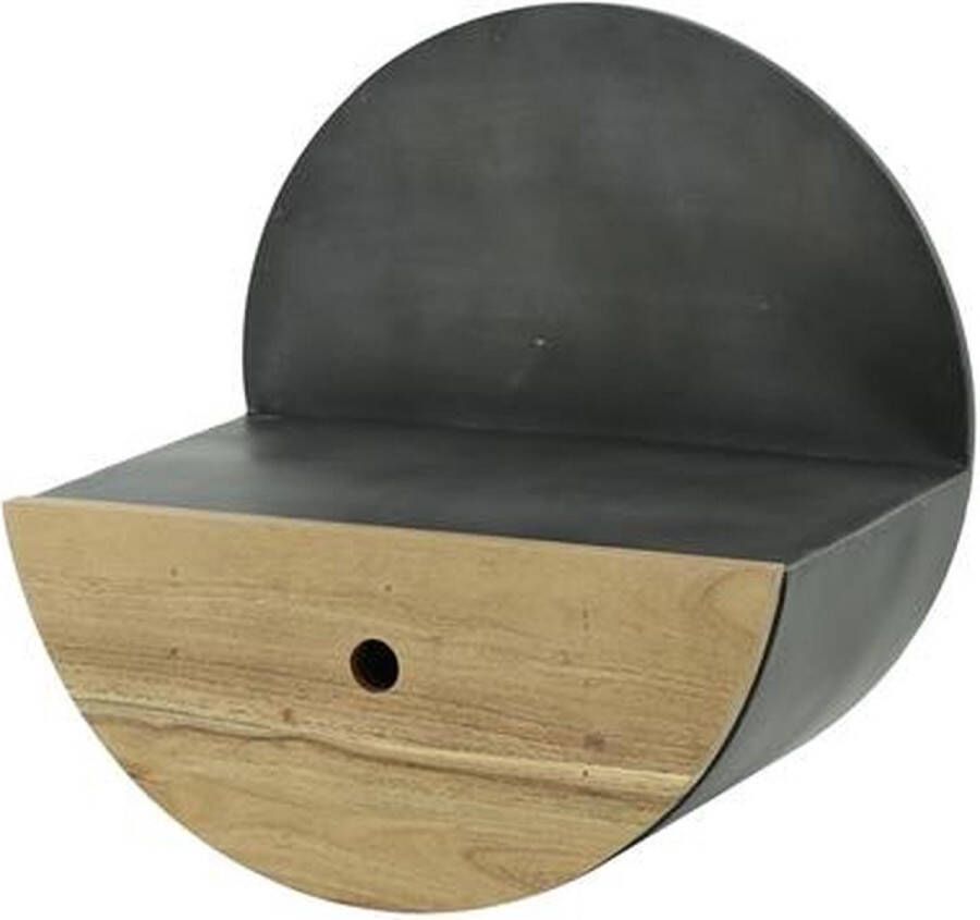 Dimehouse Industrieel rond wandrek hout en metaal Tim Ø 40 cm