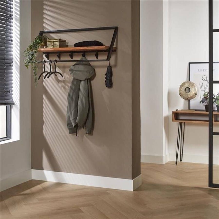 Dimehouse Industrieele Kapstok Leandra acaciahout metaal