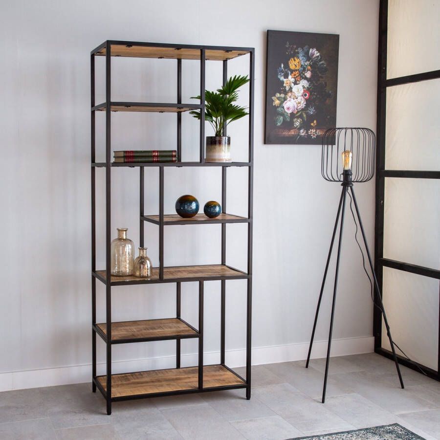 Dimehouse Sparrow Boekenkast Industrieel 80 x 188 cm Hout Metaal