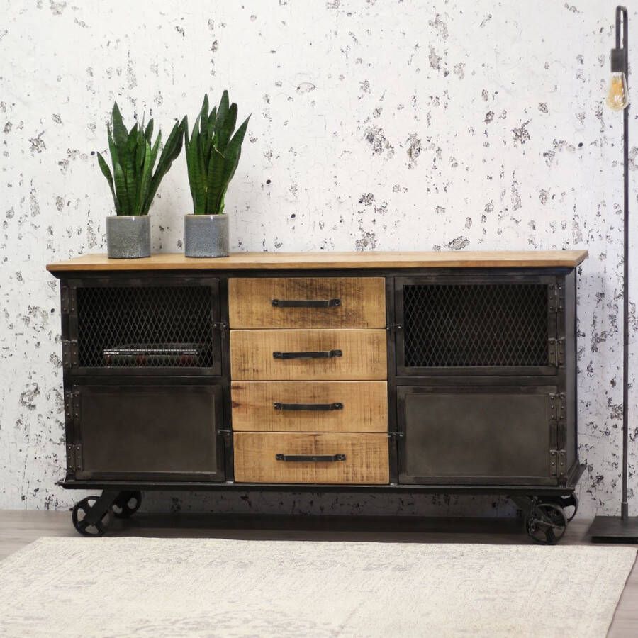 Dimehouse Bryce Dressoir Industrieel Hout Metaal Kast Woonkamer - Foto 2