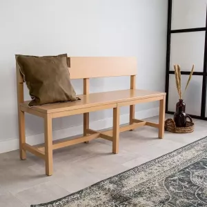 Dimehouse Industriële Eetkamerbank Micha 140 cm Hoge rug Beukenhout