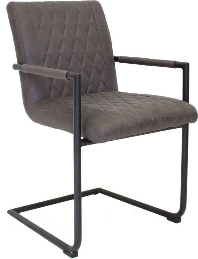 Dimehouse Industriële Eetkamerstoel Antraciet Microvezel Stof Dean Met Armleuningen Stof Industrieel