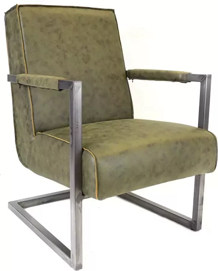 Dimehouse Industriële leren fauteuil groen Tiger - Foto 2
