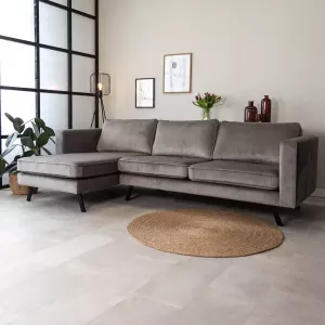 Dimehouse Industriële Hoekbank Gino Grijs Velvet