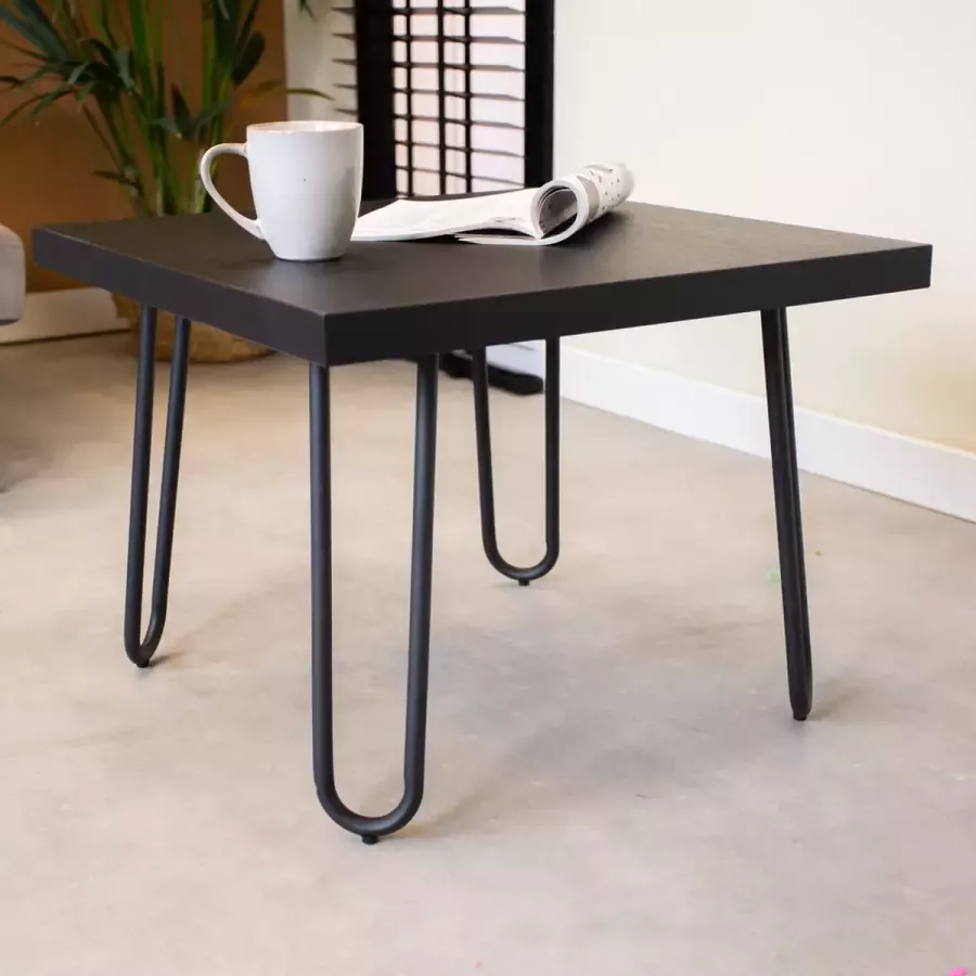 Dimehouse Industriële salontafel Robin vierkant zwart 60x60 cm
