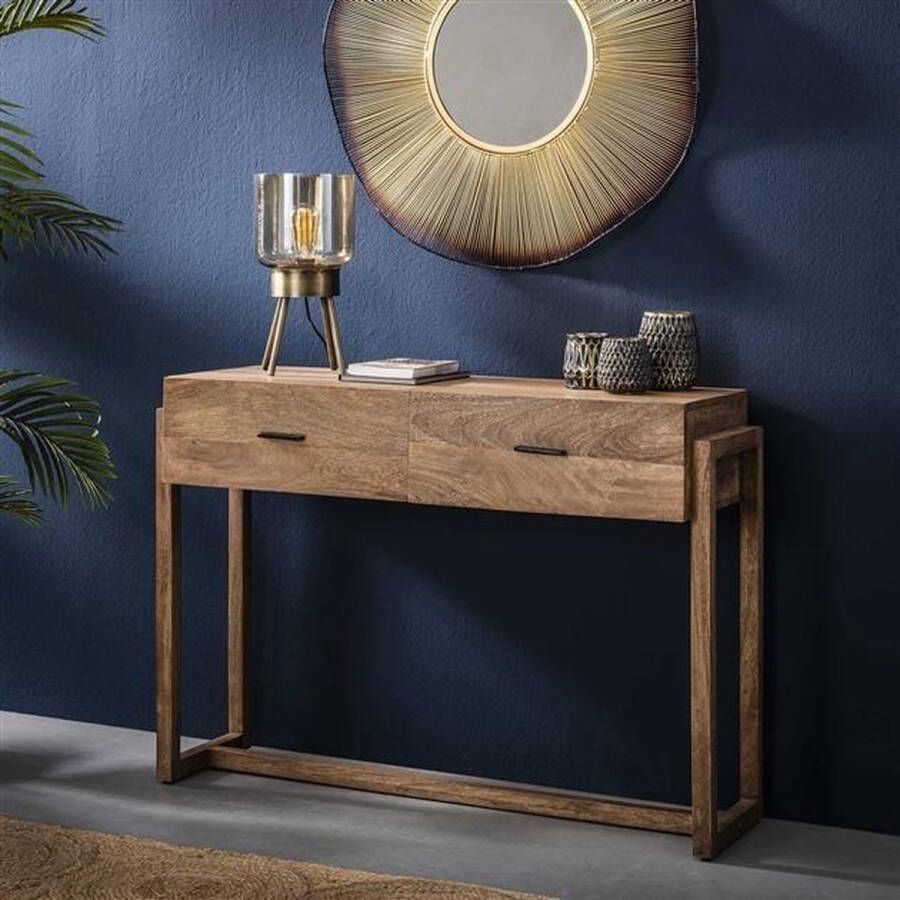 Dimehouse Industriële Sidetable Kobi hout 2 lades