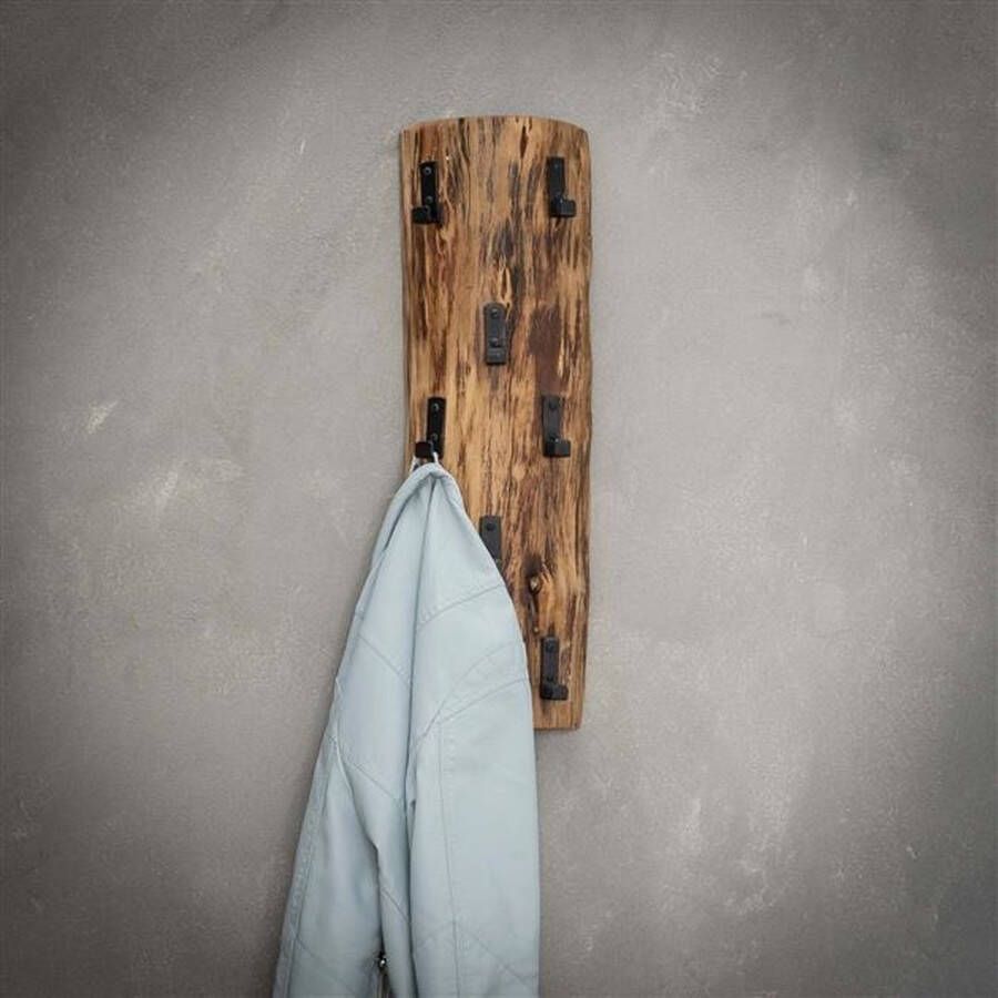 Dimehouse Kapstok Industrieel Boomstam 8 Haken Acaciahout