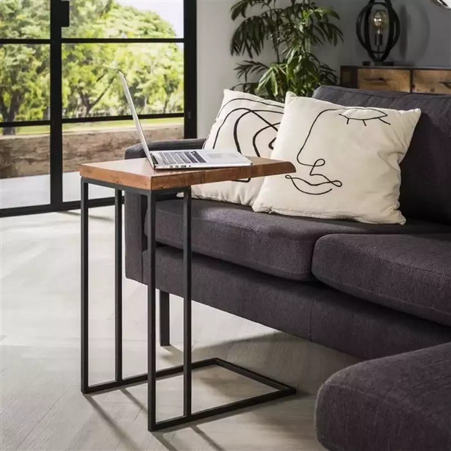 Dimehouse Laptoptafel Industrieel Acaciahout Justin Zwart metaal