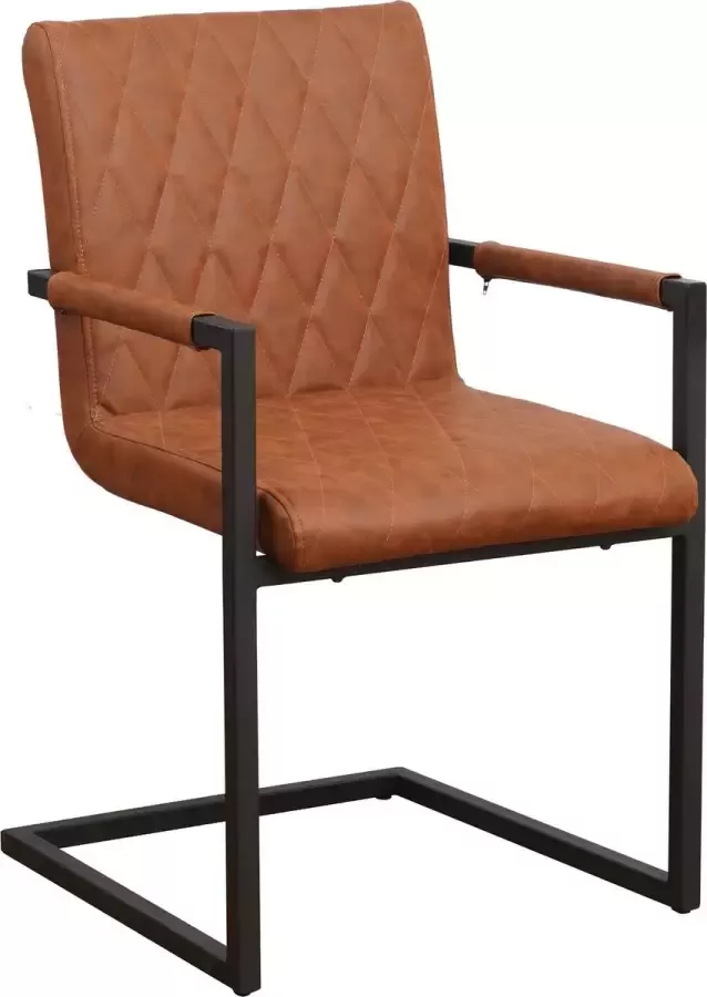 Dimehouse Industriële Eetkamerstoel Cognac Ruben Met Armleuningen Kunstleer Industrieel - Foto 2