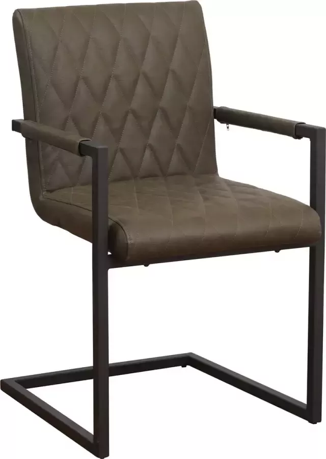 Dimehouse Industriële Eetkamerstoel Taupe Ruben Met Armleuningen Kunstleer Industrieel - Foto 2