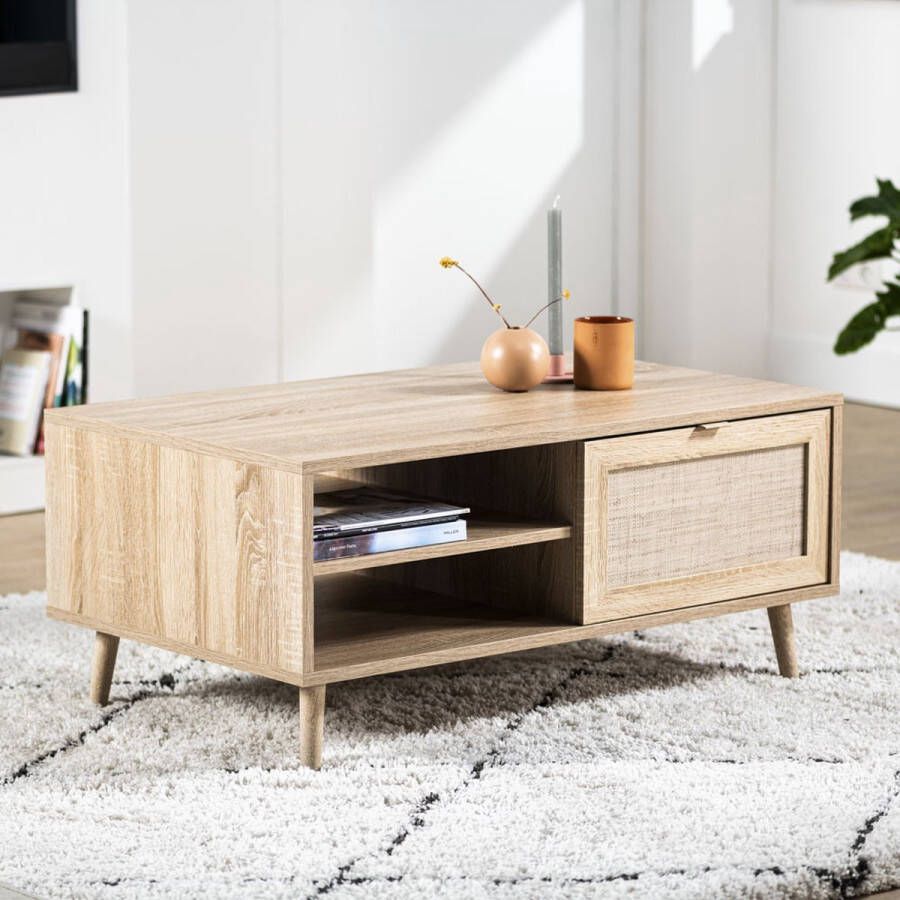 Dimehouse Salontafel Silke Sedona Eikenlook 100x60 cm 100 x 60 x 46 cm Hout Industrieel Rechthoek