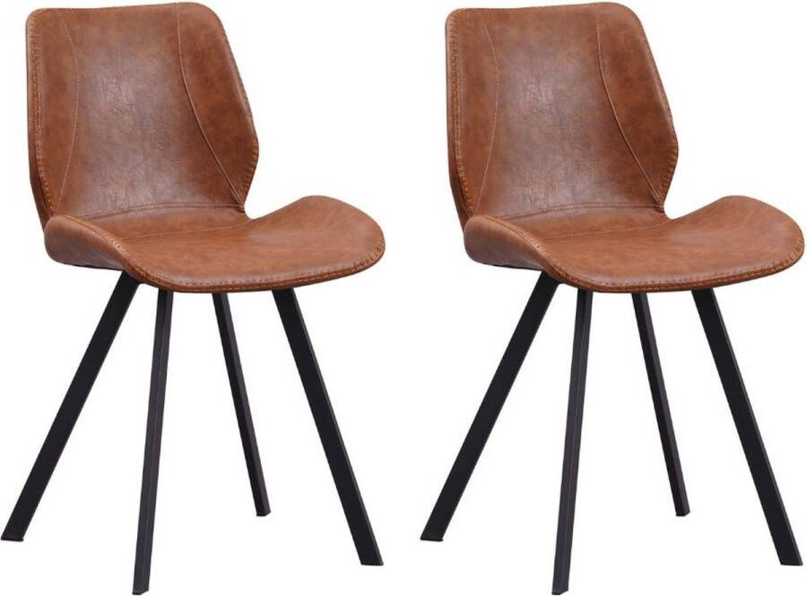 Dimehouse Set van 2 eetkamerstoelen industrieel Barry Cognac