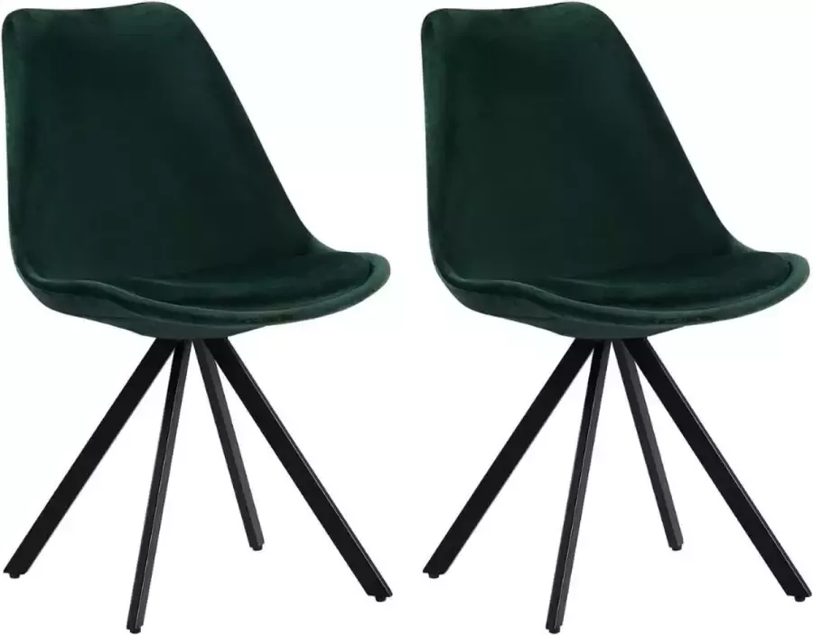 Dimehouse Set van 2 eetkamerstoelen Jace velvet Groen