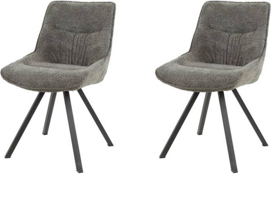 Dimehouse Set van 2 eetkamerstoelen Marina plooi bouclé taupe