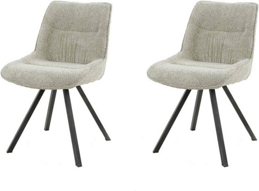 Dimehouse Set van 2 eetkamerstoelen Marina plooi bouclé zandkleur