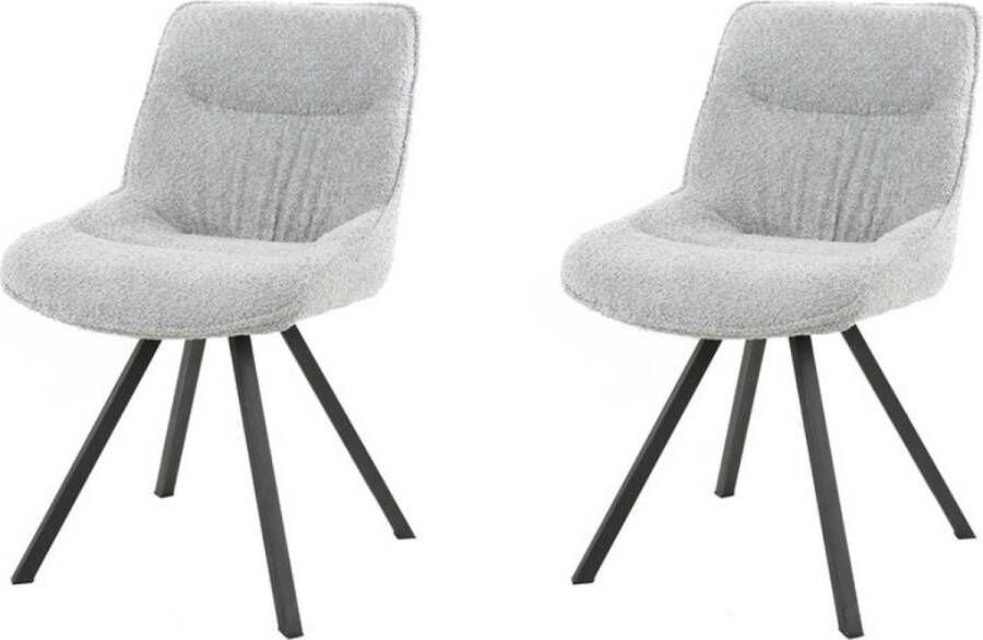 Dimehouse Set van 2 eetkamerstoelen Marina plooi bouclé zilverkleurig