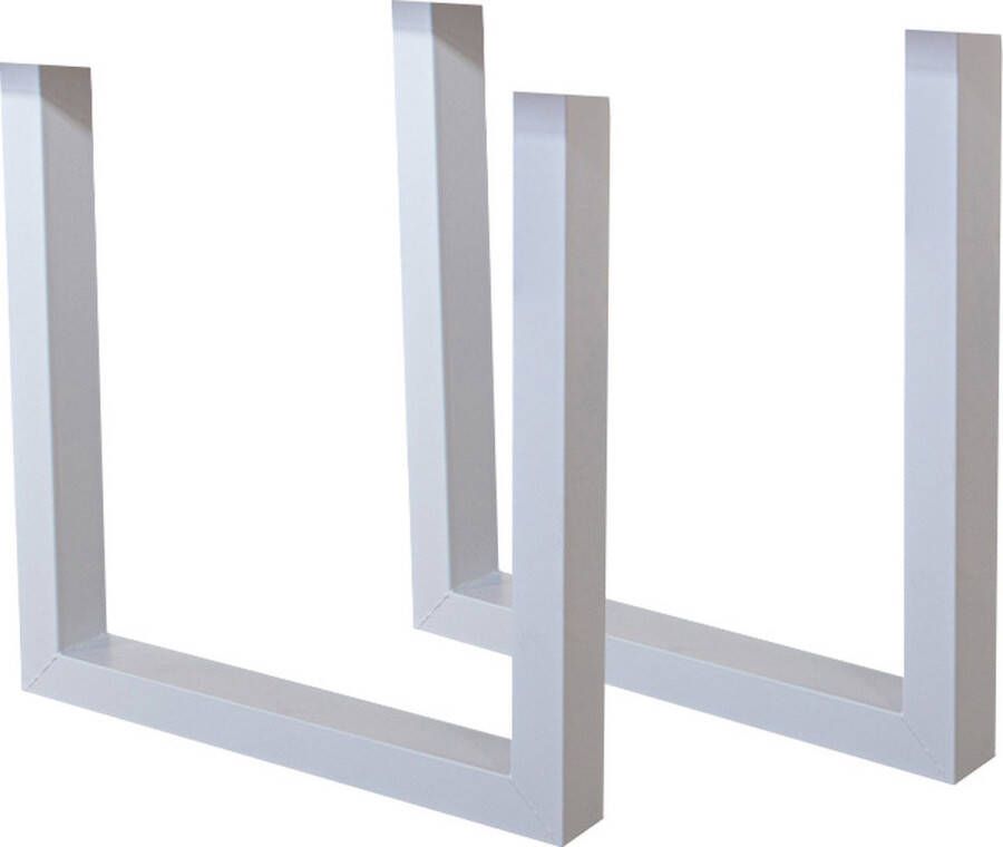 Dimehouse Set van 2 metalen tafelpoten U-frame wit - Foto 1