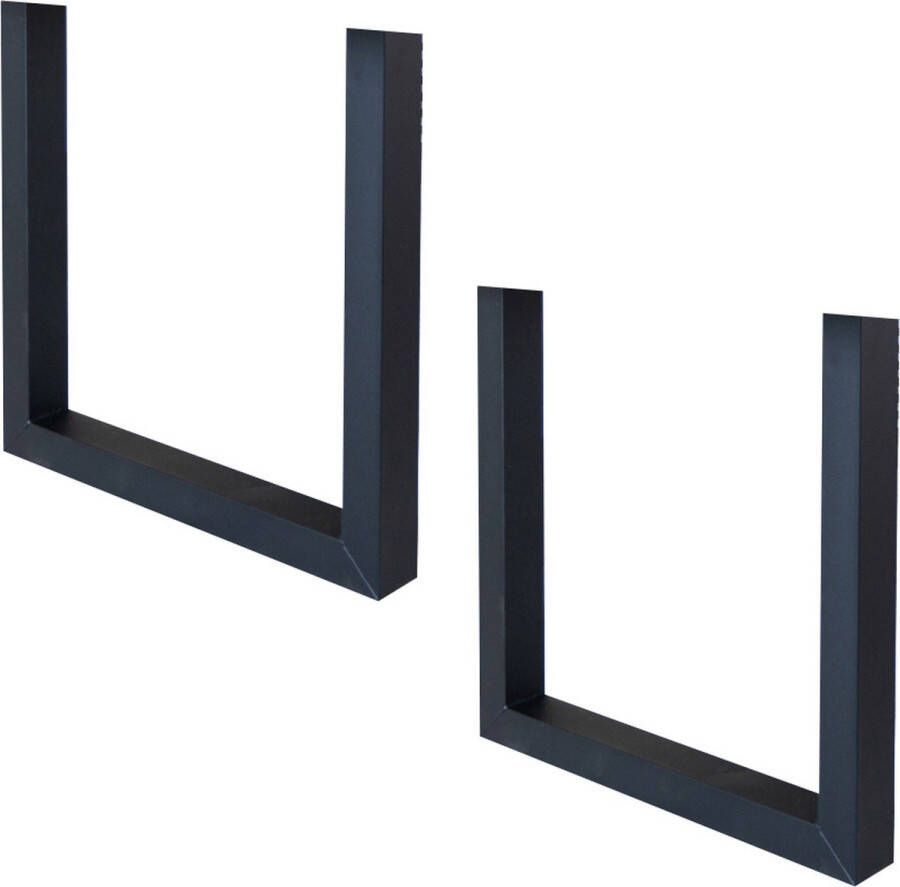Dimehouse Set van 2 metalen tafelpoten U-frame zwart - Foto 1