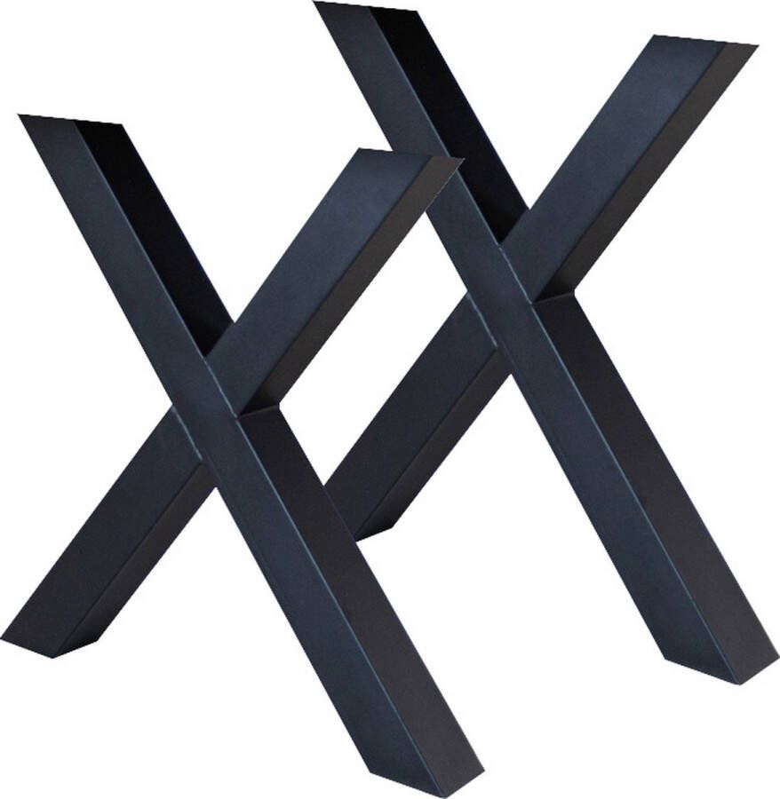 Dimehouse Set van 2 metalen tafelpoten X-frame zwart - Foto 1