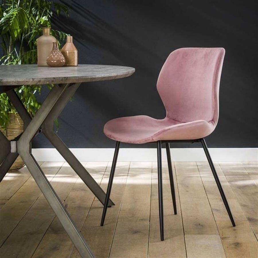 Dimehouse Set van 4 velvet eetkamerstoelen Shawn roze