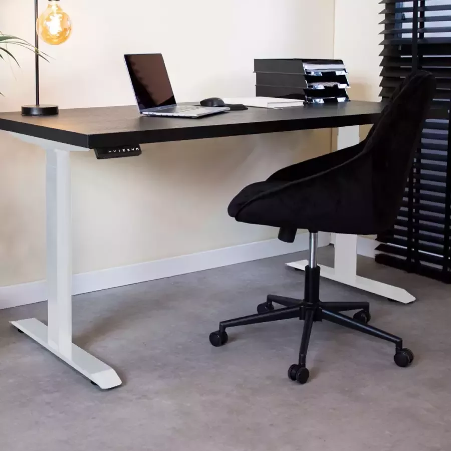 Dimehouse Verstelbaar zit-sta bureau Mason zwart met wit onderstel 160 cm