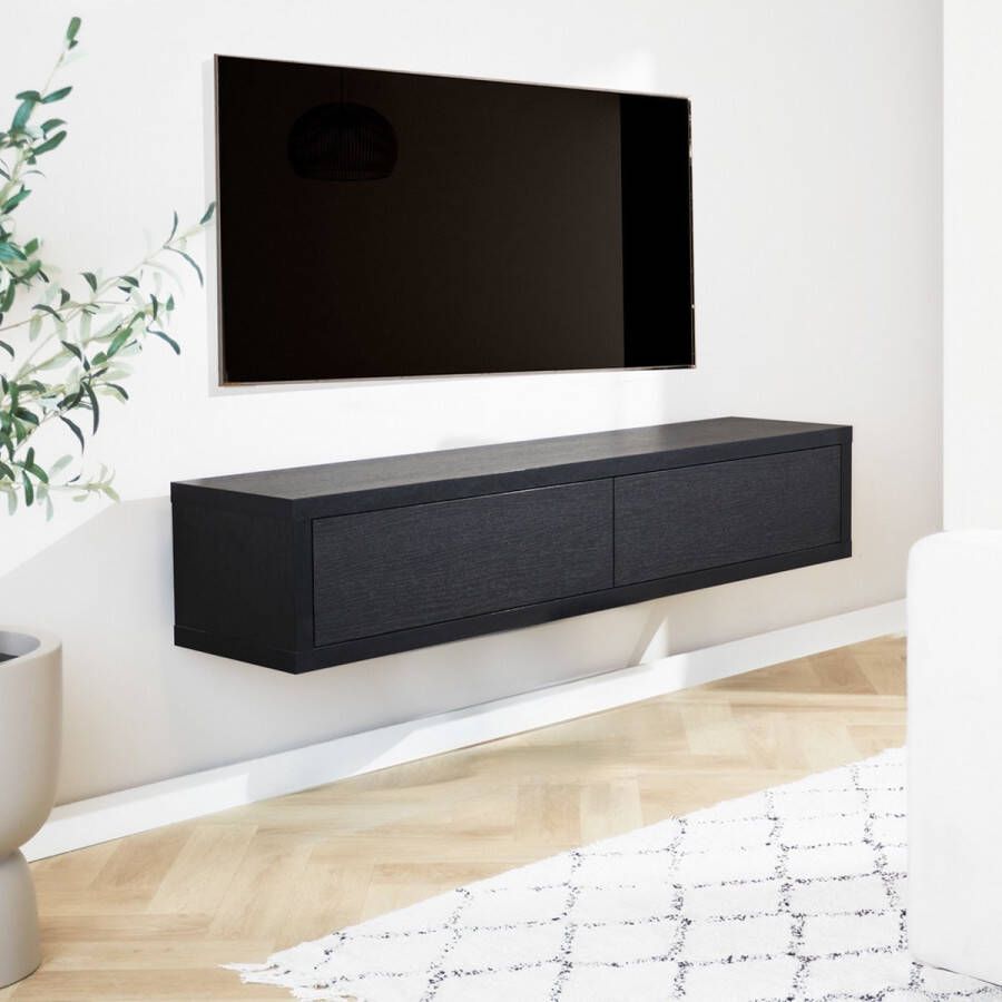 Dimehouse Zwevend tv-meubel 2-deurs Bernie zwart 160x30x35 cm