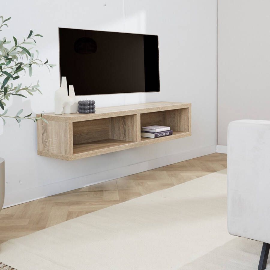 Dimehouse Zwevend tv-meubel met open vakken Bernie robson eiken 145x30x35 cm