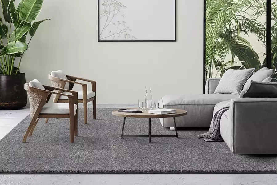 Dinarsu Effen Laagpolig vloerkleed Forest Grijs-Ø 120 cm - Foto 2