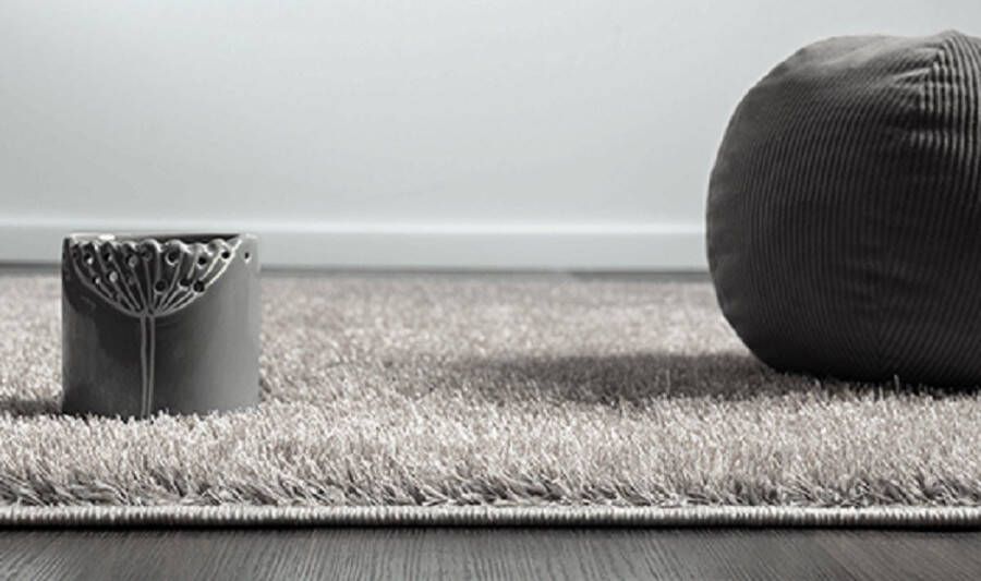 Karpet24 Hoogpolig Glanzend Vloerkleed Galaxy Grijs-120 x 170 cm Gel Backing Wasbaar 30 mm Effen