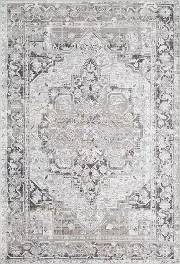 Dinarsu Laagpolig Vintage Vloerkleed Edessa Cream Grijs-140 x 200 cm