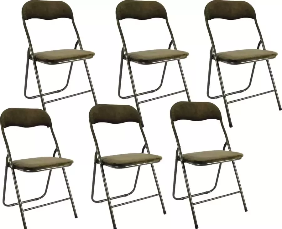 Discountershop 6x Klapstoel met zithoogte van 43 cm Vouwstoel velvet zitvlak en rug bekleed stoel tafelstoel- tafelstoel klapstoel Velvet klapstoel Luxe klapstoel Met kussentjes Stoelen Klapstoelen Stoeltje Premium chair beige taupe