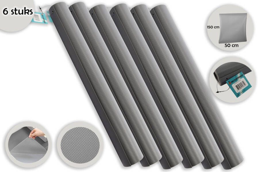 Discountershop Anti-slipmat Grijs 50 x 150 6 stuks in de verpakking Voor keuken en n Keukenlade beschermer of ondertapijt beschermer Mat voor bescherming Antislip kast Anti slip mat Lade bescherming Badkamer