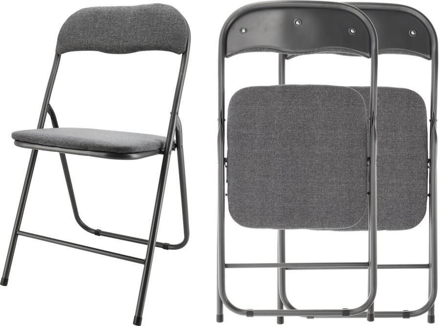 Discountershop Klapstoel set van 2 Inklapstoel grijs eettafelstoelen Opklapbare stoelen