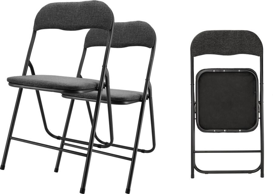 Discountershop Klapstoel Set van 2 Inklapstoel Zwart Eettafelstoelen Opklapbare Stoelen Geschikt tot 100 kg