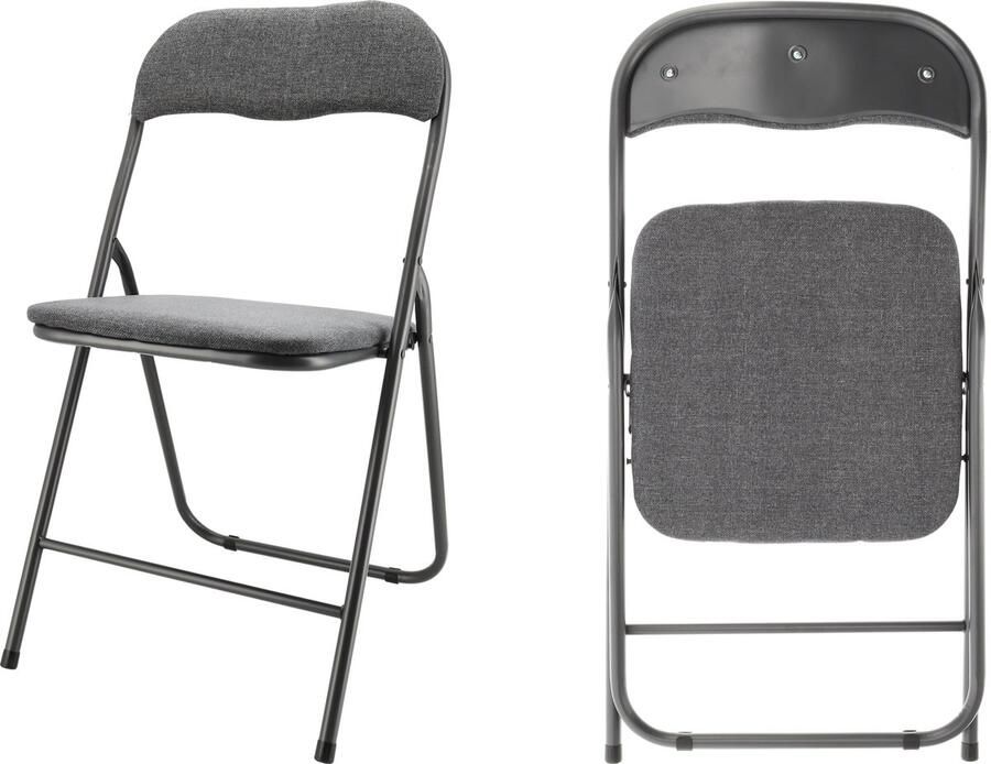 Discountershop Klapstoel- vouwstoel eettafelstoel opklapbare stoel grijs Belastbaar tot 100 kg
