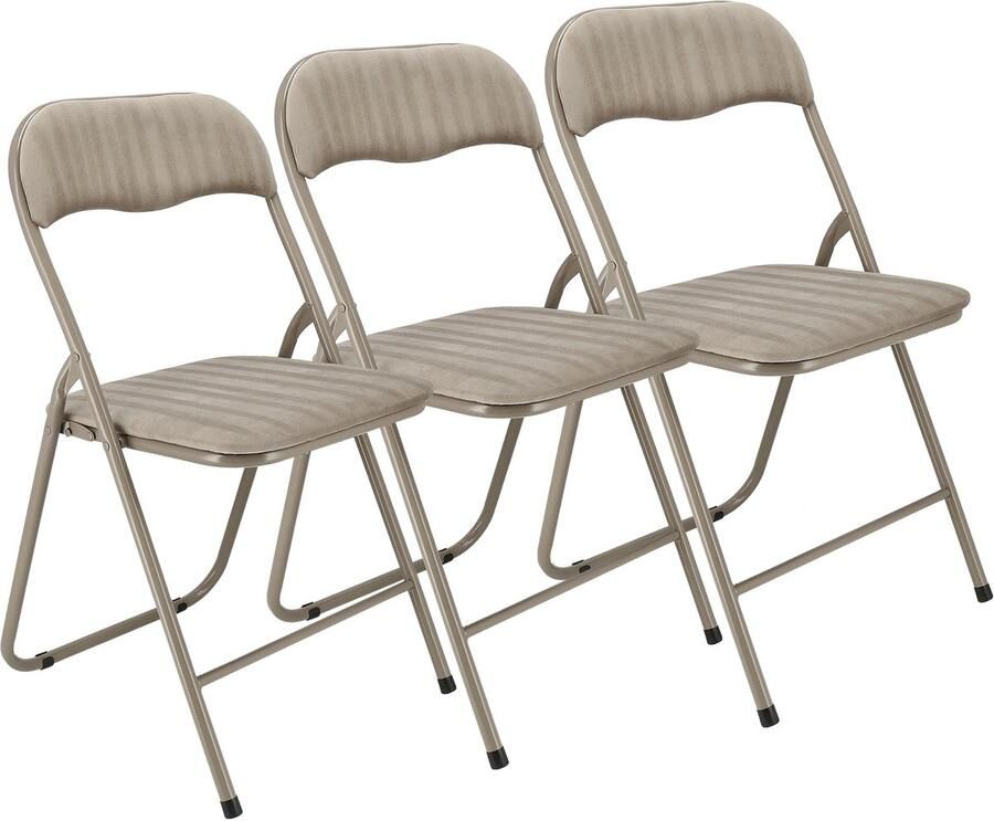 Discountershop 3x Klapstoel met zithoogte van 43 cm Vouwstoel velvet zitvlak en rug bekleed stoel tafelstoel- tafelstoel klapstoel Velvet klapstoel Luxe klapstoel Met kussentjes Stoelen Klapstoelen Stoeltje Premium chair beige taupe - Foto 2