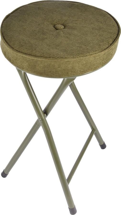 Discountershop Klapstoel met zithoogte van 45 cm Vouwstoel velvet zitvlak stoel tafelstoel- RIBCORD tafelstoel klapstoel Velvet klapstoel Luxe klapstoel Met kussentjes FLUWEEL- Stoelen Klapstoelen Stoeltje Premium chair Groen Olijf