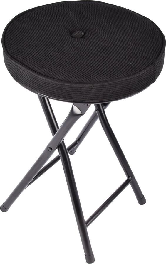 Discountershop Klapstoel met zithoogte van 45 cm Vouwstoel velvet zitvlak stoel tafelstoel- RIBCORD tafelstoel klapstoel Velvet klapstoel Luxe klapstoel Met kussentjes FLUWEEL- Stoelen Klapstoelen Stoeltje Premium chair Zwart